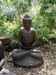 Sitzender Buddha, Steinguss, 80cm Höhe, , Antik Finish 